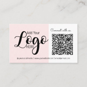 Connect with Us: Pink Social Media QR Code Busines Business Card