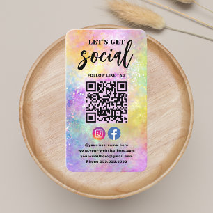 Connect With Us QR Code Holo Opal Modern Stylish Business Card