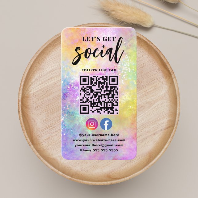 Connect With Us QR Code Holo Opal Modern Stylish Business Card (Creator Uploaded)