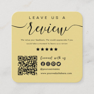 Connect With Us QR Code | Leave Us A Review Modern Square Business Card