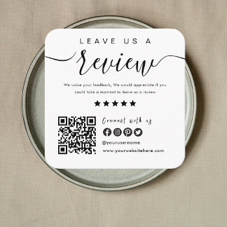 Connect With Us QR Code | Leave Us A Review Modern Square Business Card