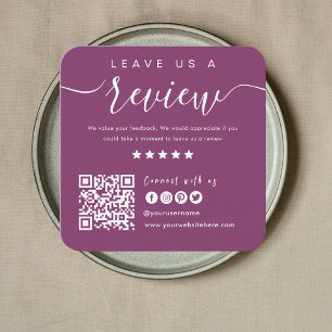 Connect With Us QR Code Leave Us A Review Modern Square Business Card