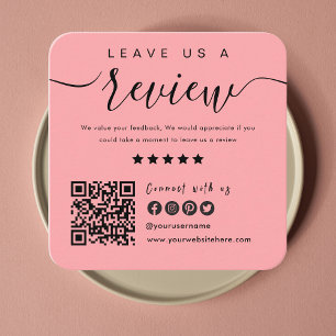 Connect With Us QR Code Leave Us A Review Modern Square Business Card