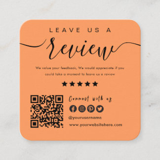 Connect With Us QR Code | Leave Us A Review Modern Square Business Card