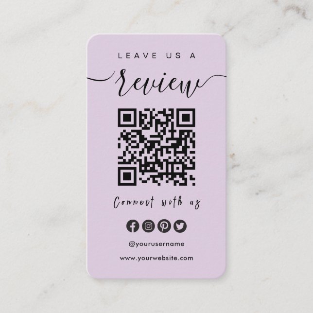 Connect With Us QR Code | Leave Us A Review Script Business Card (Front)