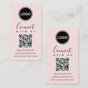 Connect with us QR code Modern Blush Pink Business Card
