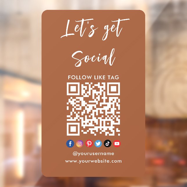 Connect With Us Qr Code Professional Terracotta Window Cling (Sheet 2)