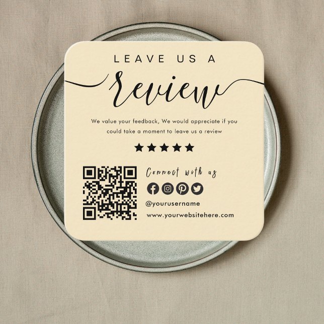 Connect With Us QR Code Review Us Soft Groovy Square Business Card (Creator Uploaded)