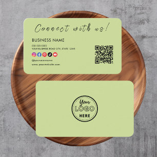 Connect with us Qr Code Social Media Lime Green Business Card