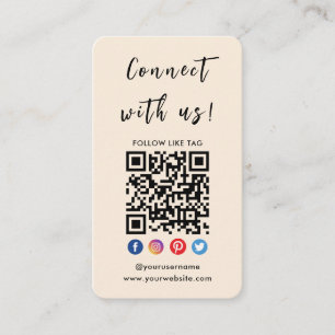 Connect With Us Qr Code Social Media Terracotta Business Card
