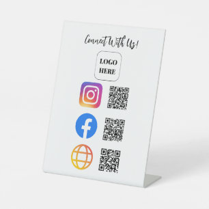 Connect With Us QR Code Tabletop Pedestal Sign
