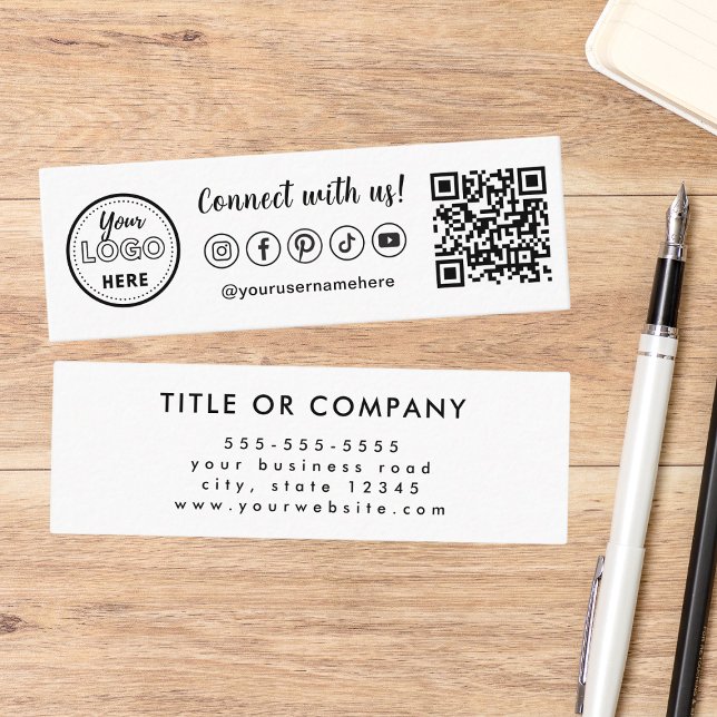 Connect With Us Qr Code Trendy Social Media Logo Mini Business Card (Creator Uploaded)