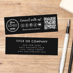 Connect With Us Qr Code Trendy Social Media Logo Mini Business Card