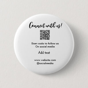 Connect with us scan QR code add website email  6 Cm Round Badge