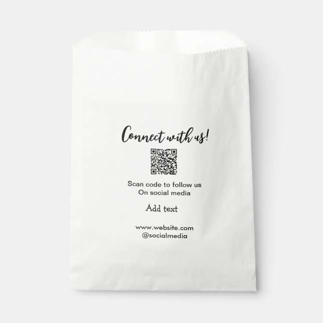 Connect with us scan QR code add website email  Favour Bags (Front)