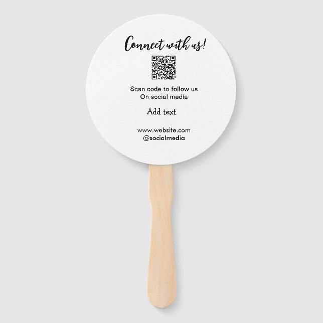 Connect with us scan QR code add website email  Hand Fan (Front)