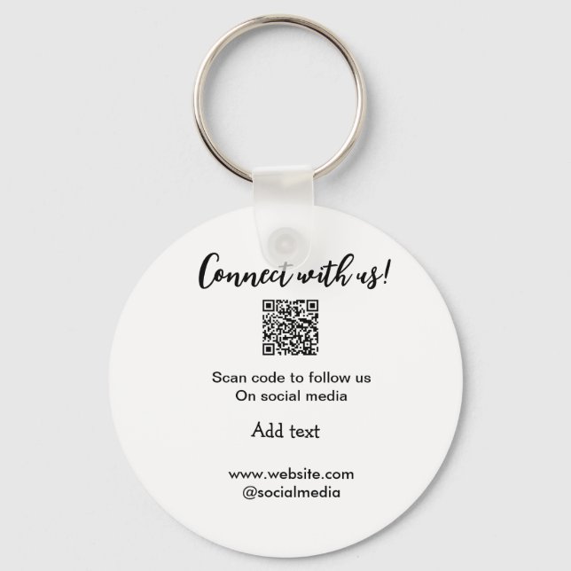 Connect with us scan QR code add website email  Key Ring (Front)