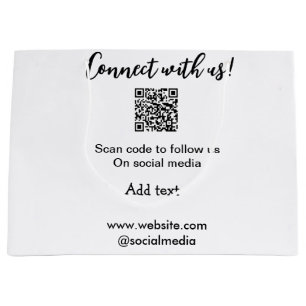 Connect with us scan QR code add website email Large Gift Bag