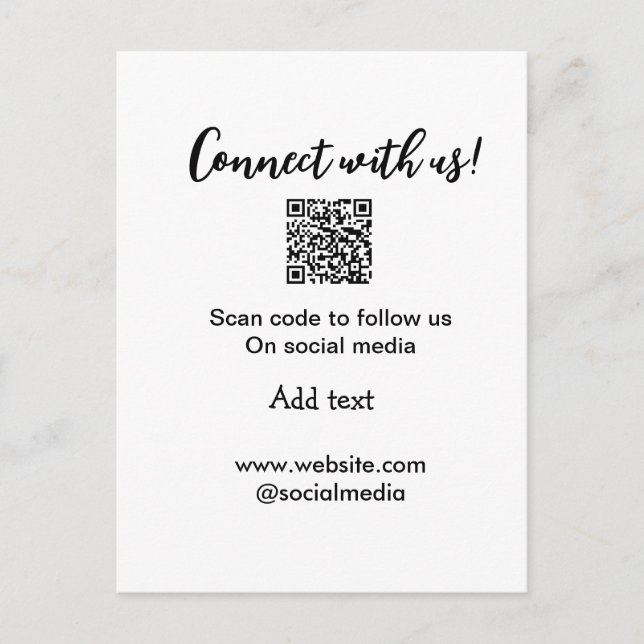 Connect with us scan QR code add website email  Postcard (Front)