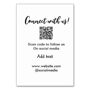 Connect with us scan QR code add website email  Table Number