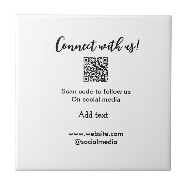 Connect with us scan QR code add website email  Tile (Front)
