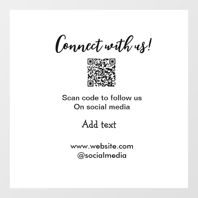 Connect with us scan QR code add website email  Window Cling (Sheet)