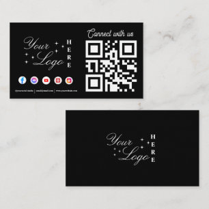 Connect with us social media black QR Code  Business Card