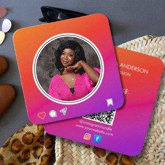 Connect With Us | Social Media Instagram Square Business Card