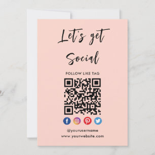 Connect With Us Social Media Modern Blush Pink Invitation