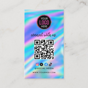 Connect with us   Social Media QR Code Black Busin Business Card
