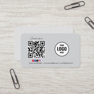 Connect with us Social Media QR Code Black Busines Business Card