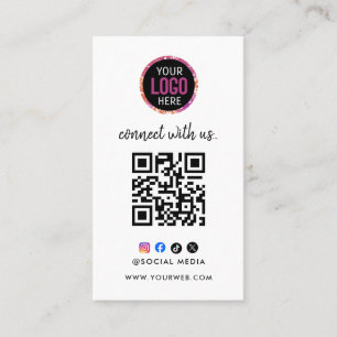 Connect with us Social Media QR Code Black Business Card