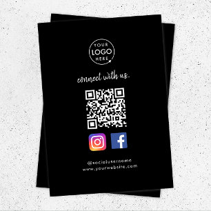 Connect with us Social Media QR Code Black Enclosure Card