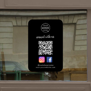 Connect with us Social Media QR Code Black Window Cling
