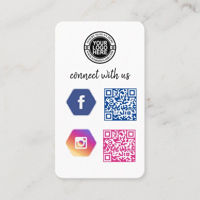 Connect with us | Social Media QR Code  Business Card (Front)