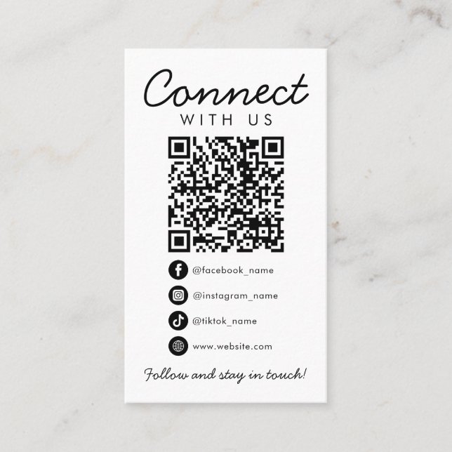Connect with Us Social Media QR Code Business Logo Business Card (Front)