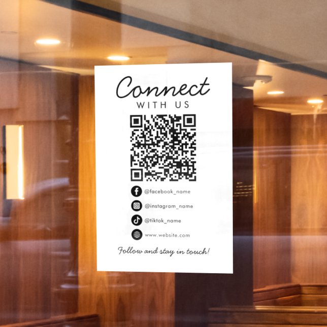 Connect with Us Social Media QR Code Business Logo Window Cling (Creator Uploaded)