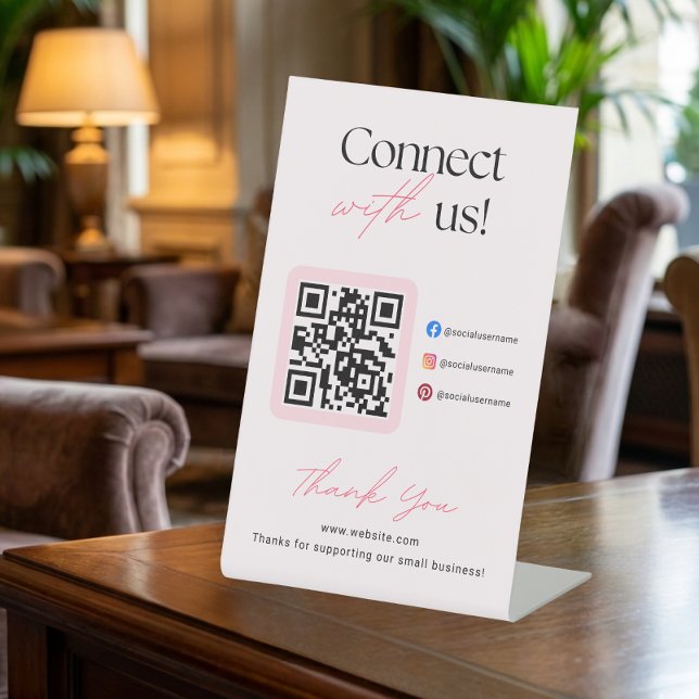 Connect With Us Social Media QR Code Business  Pedestal Sign (Creator Uploaded)