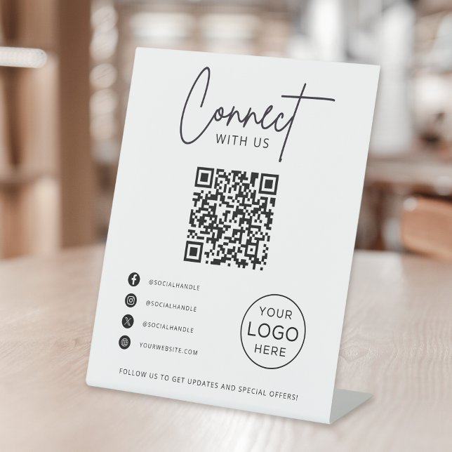 Connect With Us Social Media QR Code Business Pedestal Sign (Creator Uploaded)