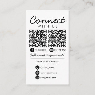 Connect with Us Social Media QR Code Company Logo Enclosure Card