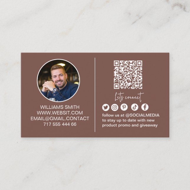 Connect with Us Social Media Qr Code Logo Business Card (Front)
