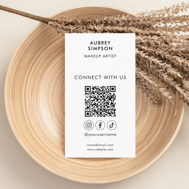 Connect With Us Social Media QR Code Logo Business Card (Creator Uploaded)