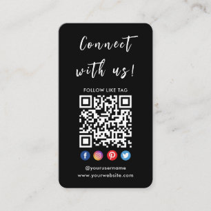 Connect With Us Social Media Qr Code Logo Modern Business Card