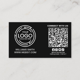 Connect with Us Social Media Qr Code Logo Simple Business Card