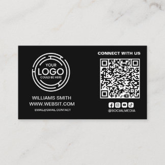 Connect with Us Social Media Qr Code Logo Simple Business Card