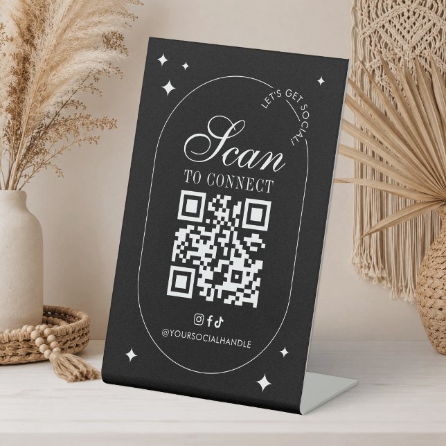 Connect With Us Social Media QR Code Minimalist Pedestal Sign (Creator Uploaded)