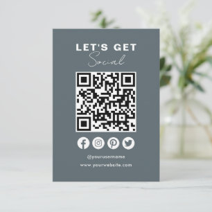 Connect With Us Social Media QR Code Navy Invitation