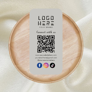Connect With Us Social Media QR Code Soft Grey Business Card