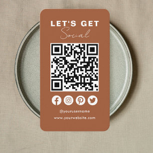 Connect With Us Social Media QR Code Terracotta Business Card
