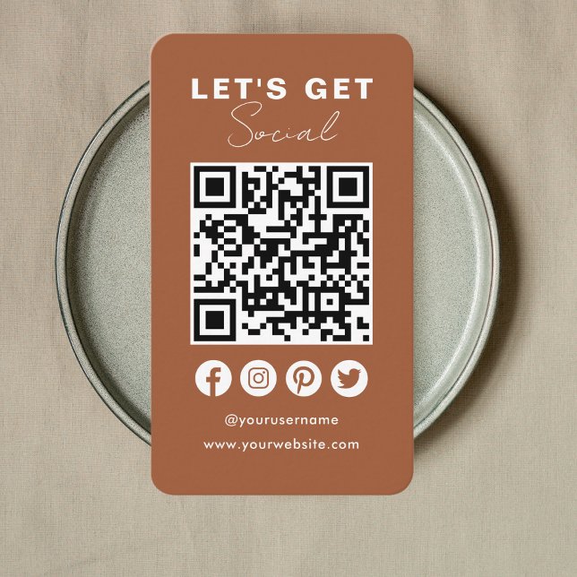 Connect With Us Social Media QR Code Terracotta Business Card (Creator Uploaded)